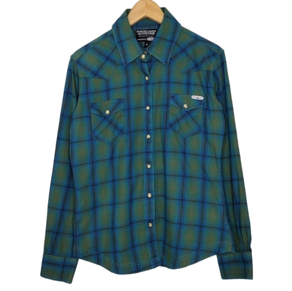 Panhandle Slim Powder River Outfitters Plaid Flannel Western Button Down Shirt